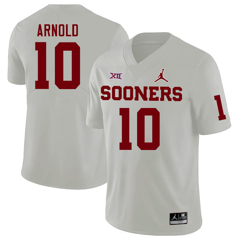 Men #10 Jackson Arnold Oklahoma Sooners College Football Jerseys Stitched-White - Click Image to Close